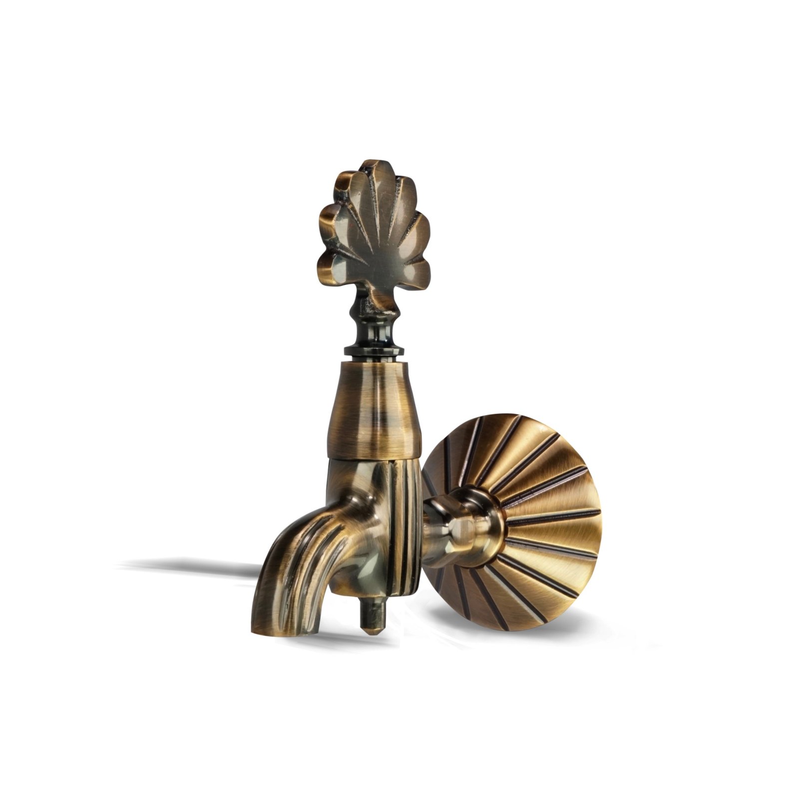 Ottoman antique brass hammam faucet – angle view main