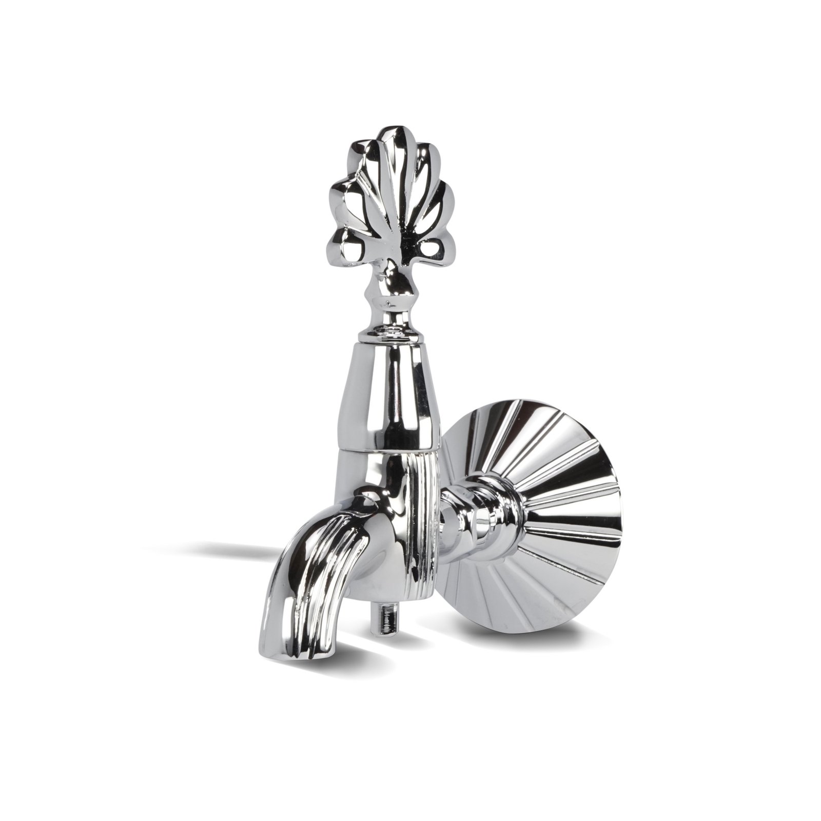 Ottoman chrome plated brass hammam faucet with floral crown – angle view main