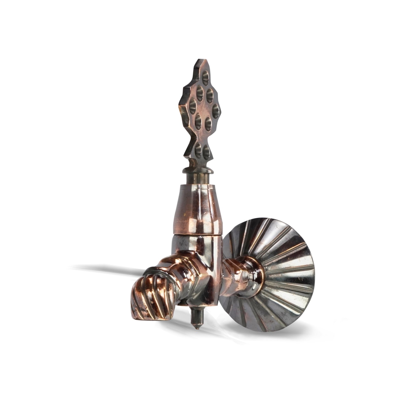 Ottoman antique brass hammam faucet sculptural design – angle view main