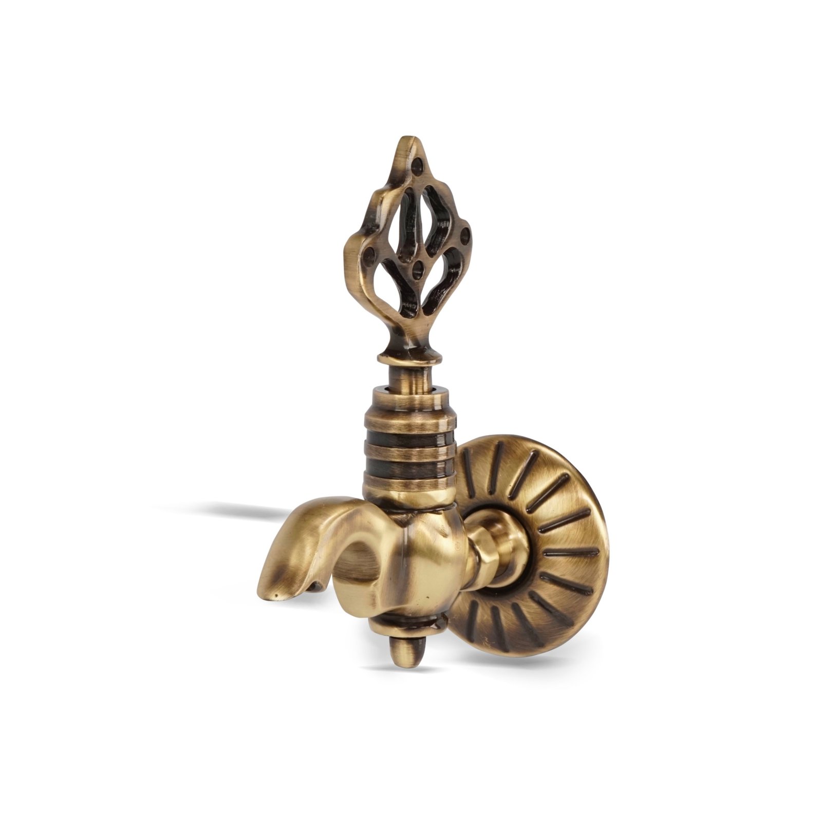Ottoman antique brass hammam faucet elegant curved design – angle view main