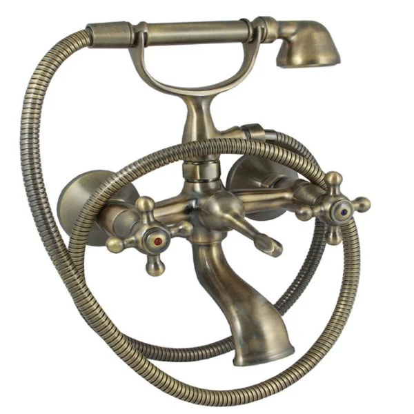 Ottoman antique brass mixer tap and hand shower set CMx-001TK – complete hammam set main view