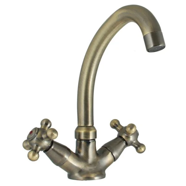 Ottoman antique brass wall-mount mixer tap CMx-010 lever handles classic spout – main view
