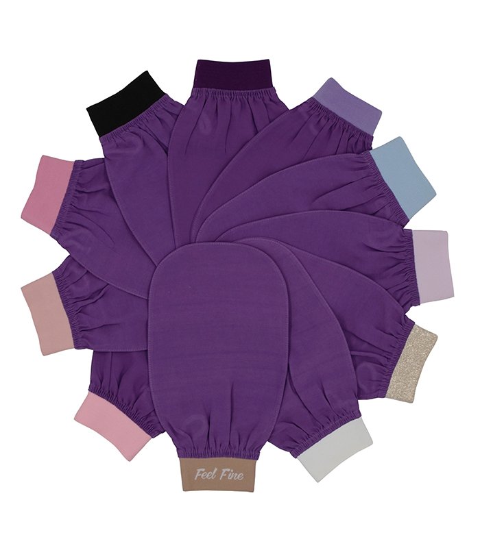 Turkish exfoliating gloves natural plant silk purple vegan hammam kese