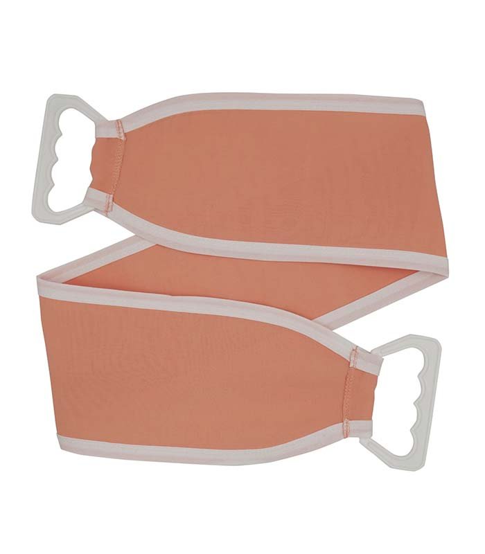 Salmon pink plant based silk back scrubber strap