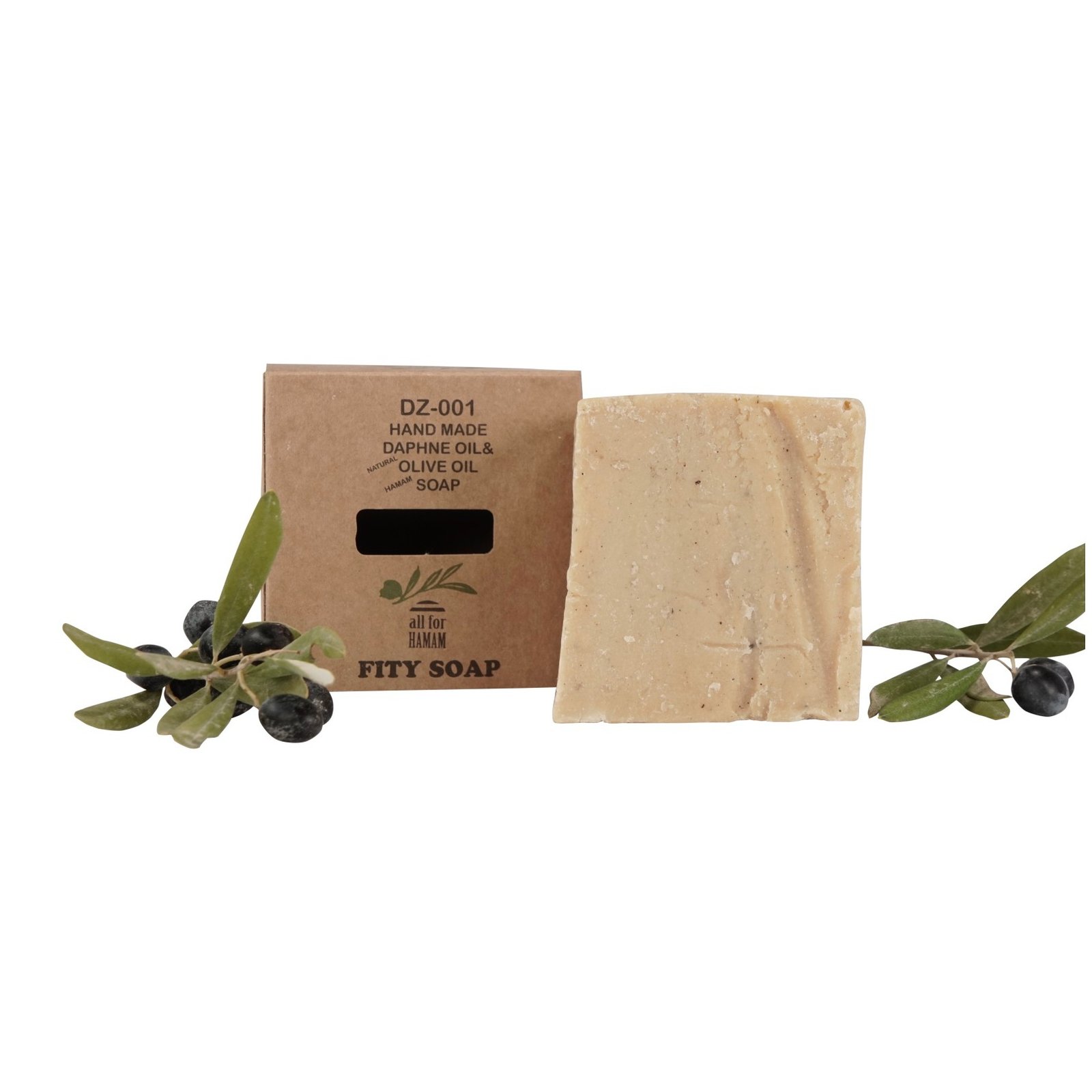 Natural Handmade Laurel & Olive Oil Soap DZ001 – Composition Lifestyle Shot