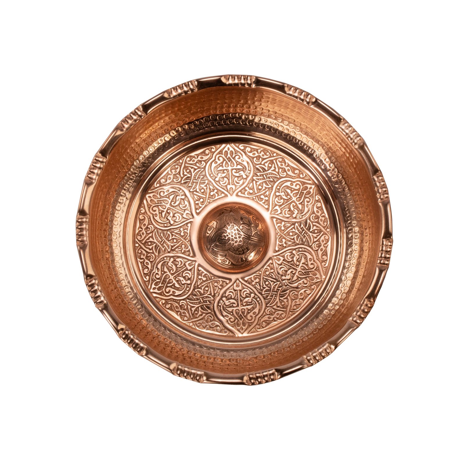 Copper Hammam Bowl Oriental Pattern HTB071 – Top View Interior Pattern Ø17.5cm