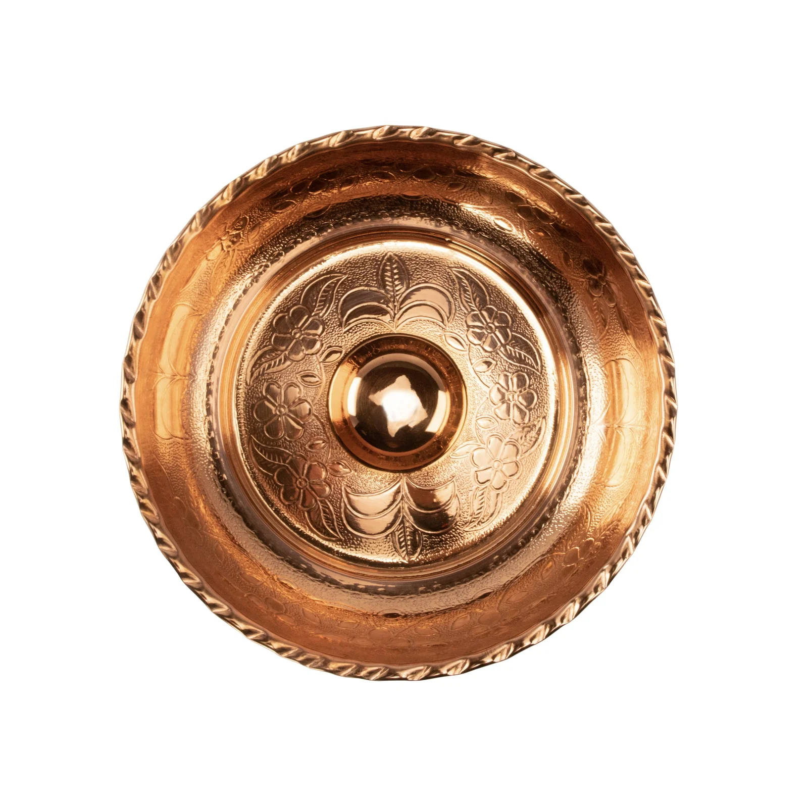 Lightweight Copper Hammam Bowl Oriental Motif HTB091 – Top View Raised Centre Detail Ø20cm