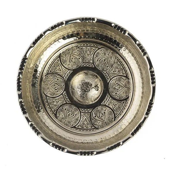 Mini Copper Chrome Hammam Bowl Oriental Pattern HTG069 – Top View Mirror Chrome Ø14cm