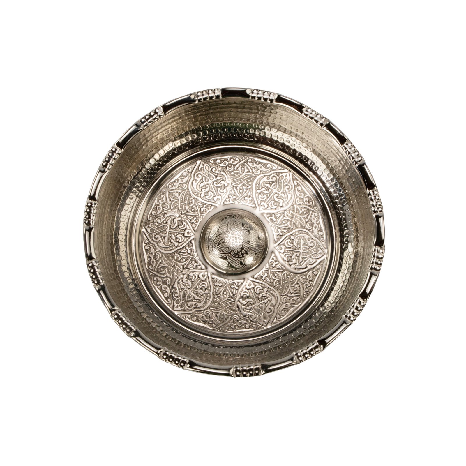 Copper Chrome Plated Hammam Bowl Oriental Pattern HTG071 – Top View Mirror Chrome Ø17.5cm