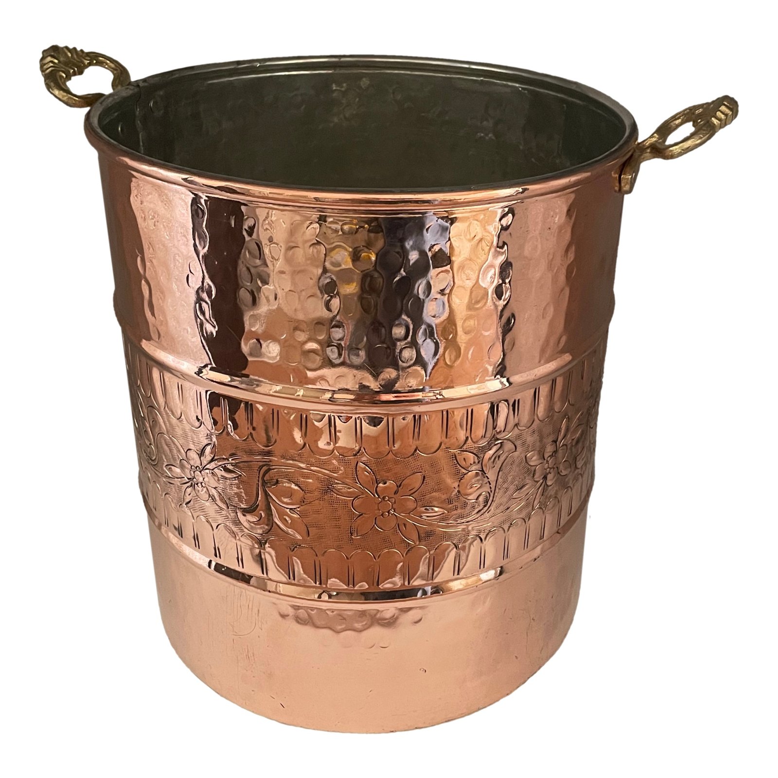 Copper foam bucket KK-002 tin-plated handmade Turkish hammam bucket 31x34 cm – main view