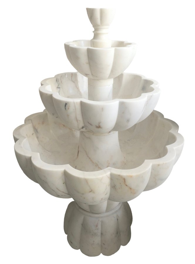 Decorative marble water fountain AFHF-055 — Afyon Sugar Marble column pedestal 80×80×150 cm — hotel hammam spa
