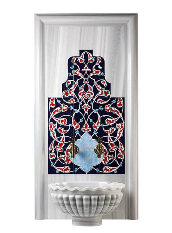 Marble wall panel AFHKU-3300 — Handmade art ceramic with natural stone — 80×180 cm — hotel hammam spa