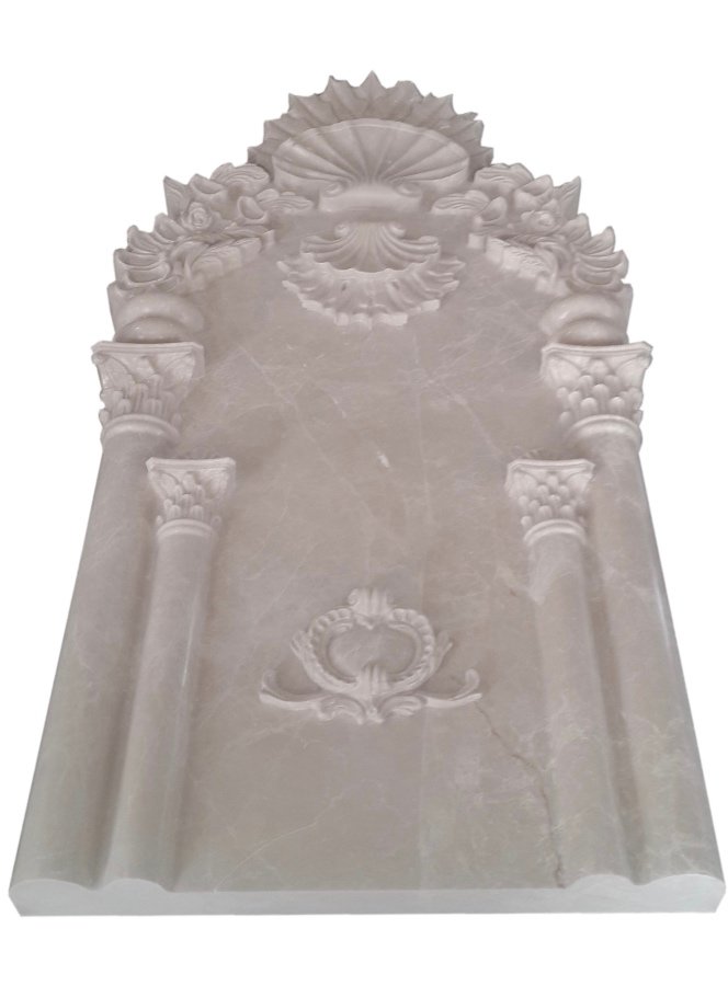 Marble wall panel AFHKU-4400 — CNC precision geometric patterning — 80×180 cm — hotel hammam spa