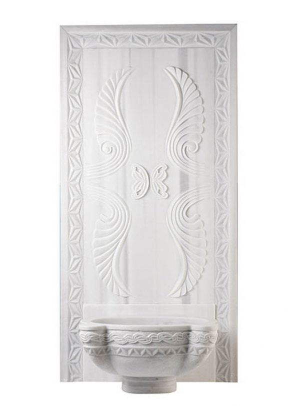 Marble wall panel AFHKU-445 — CNC precision 3D geometric design with striking depth — 80×180 cm — hotel hammam spa