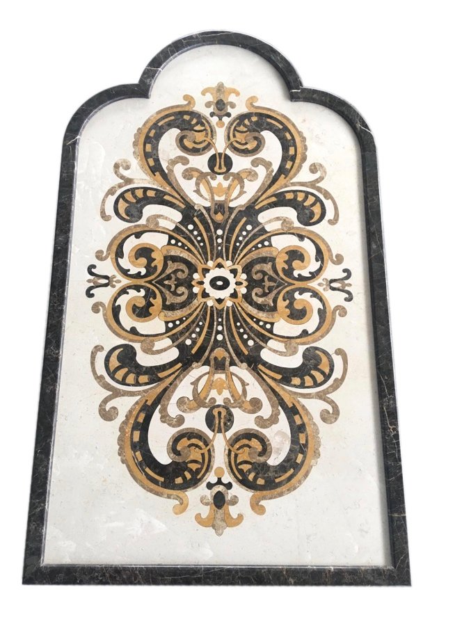 Marble wall panel AFHKU-6600 — Waterjet-processed precision geometric patterns combined with handmade artisan finishing — 80×136 cm — hotel hammam spa