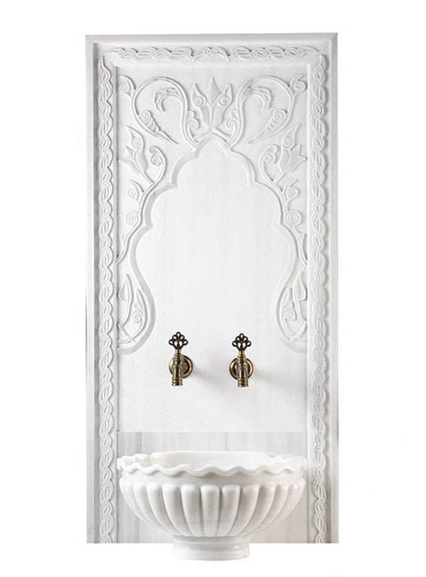 Marble wall panel AFHKU-667 — Advanced CNC-crafted intricate design with polished natural stone finish — 80×180 cm — hotel hammam spa