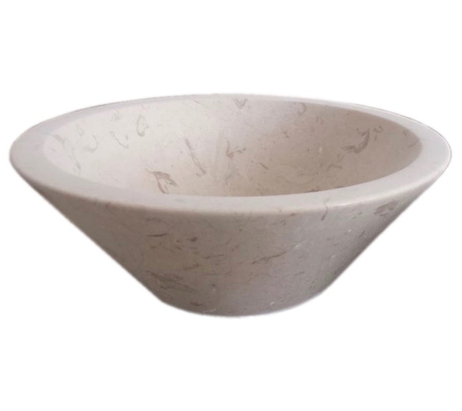 Handmade marble washbasin AFHL-24 — Square Vessel Sink — Beige marble 42×42×15 cm