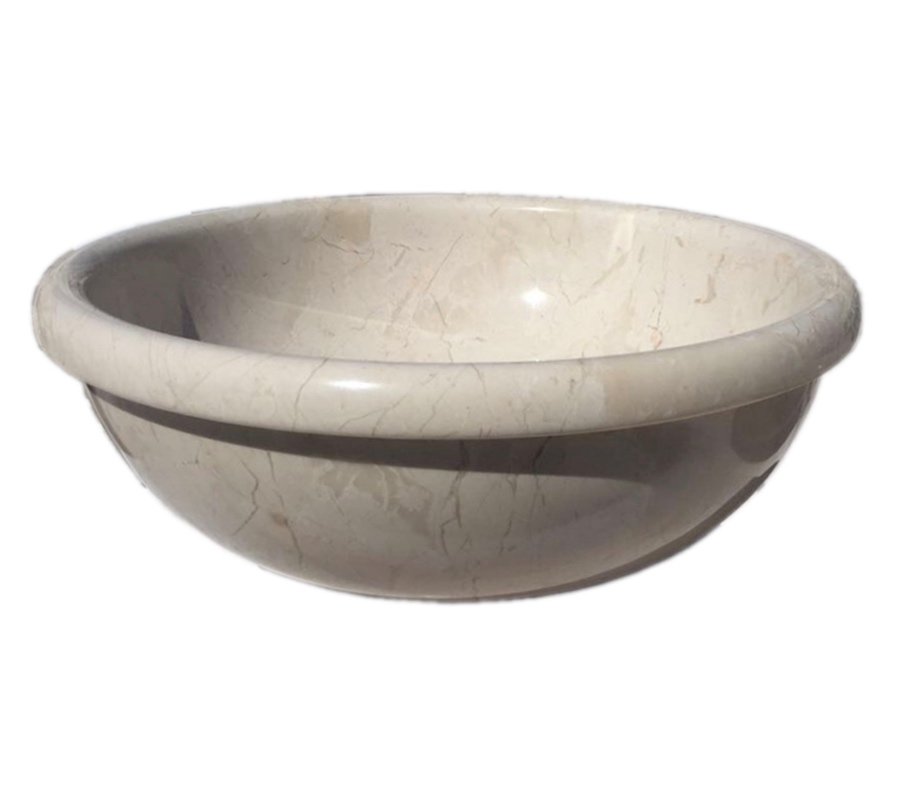 Handmade marble washbasin AFHL-26 — Square Vessel Sink — Beige marble 42×42×15 cm