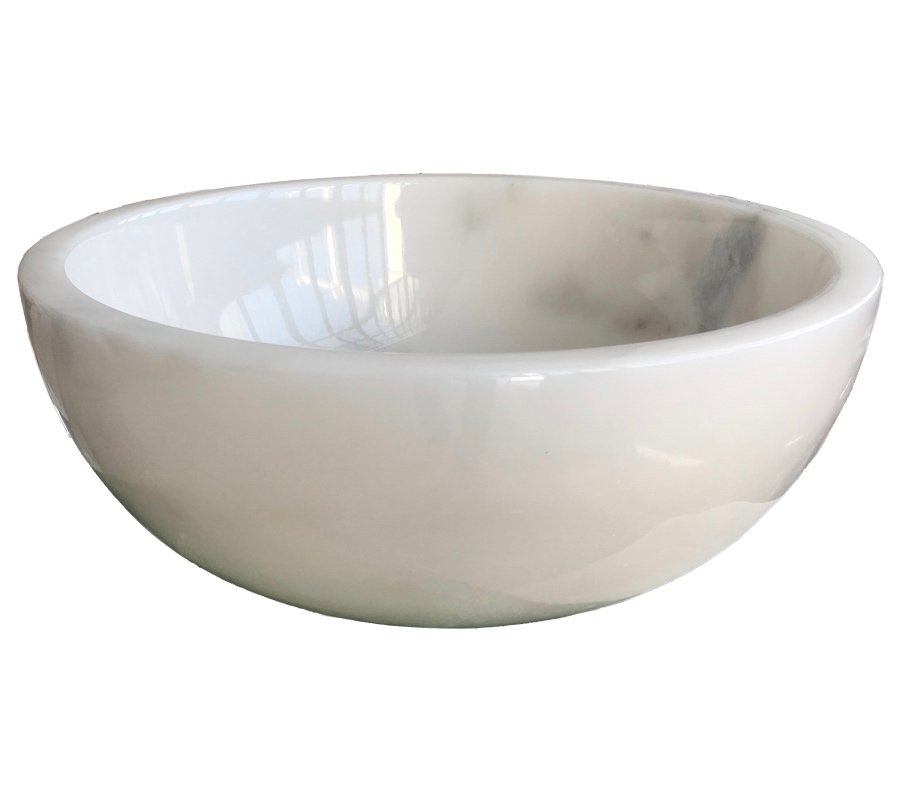 Handmade marble washbasin AFHL-27 — Square Vessel Sink — White marble 42×42×15 cm