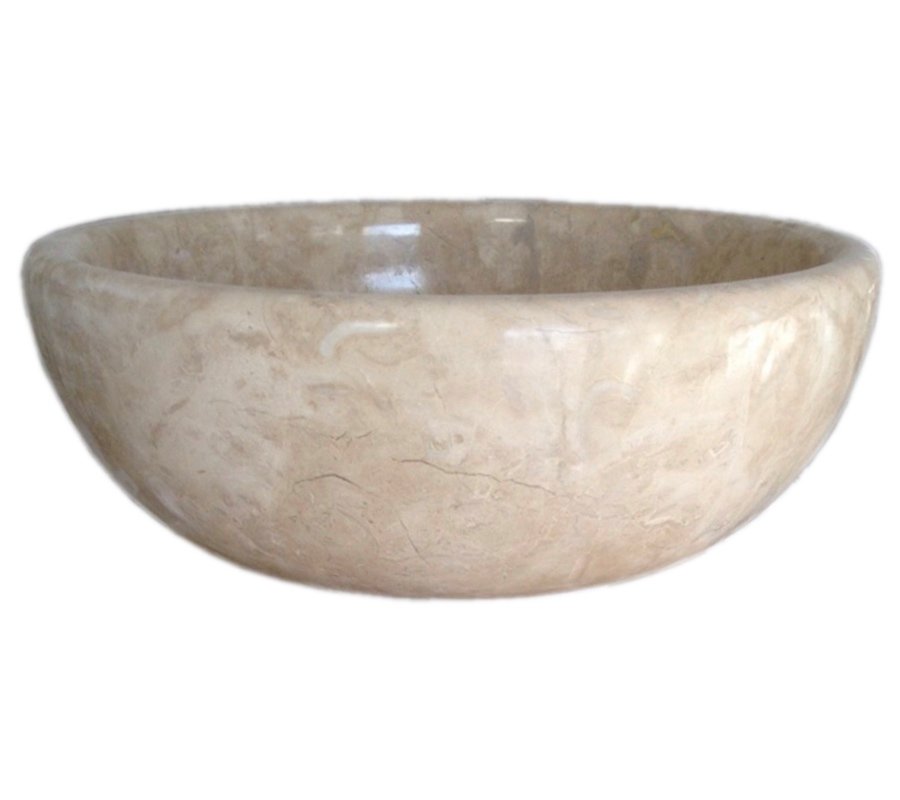Handmade marble washbasin AFHL-28 — Square Vessel Sink — Beige marble 42×42×15 cm
