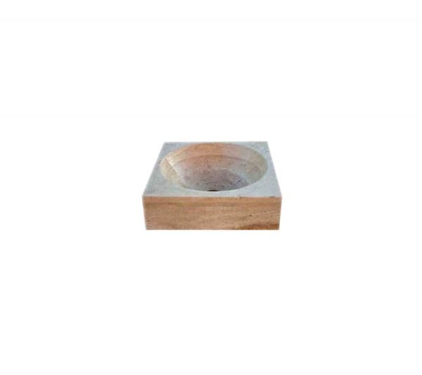 Handmade marble washbasin AFHL-43 — Square Vessel Sink — Turkish marble 42×42×15 cm