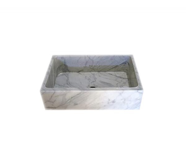 Handmade marble washbasin AFHL-44 — Rectangular Trough Sink — Turkish marble 42×50×15 cm