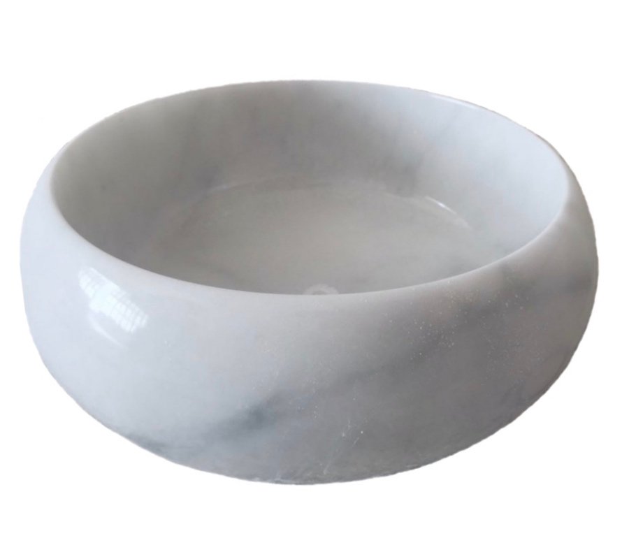 Handmade marble washbasin AFHL-63 — Square Vessel Sink — White marble 42×42×15 cm