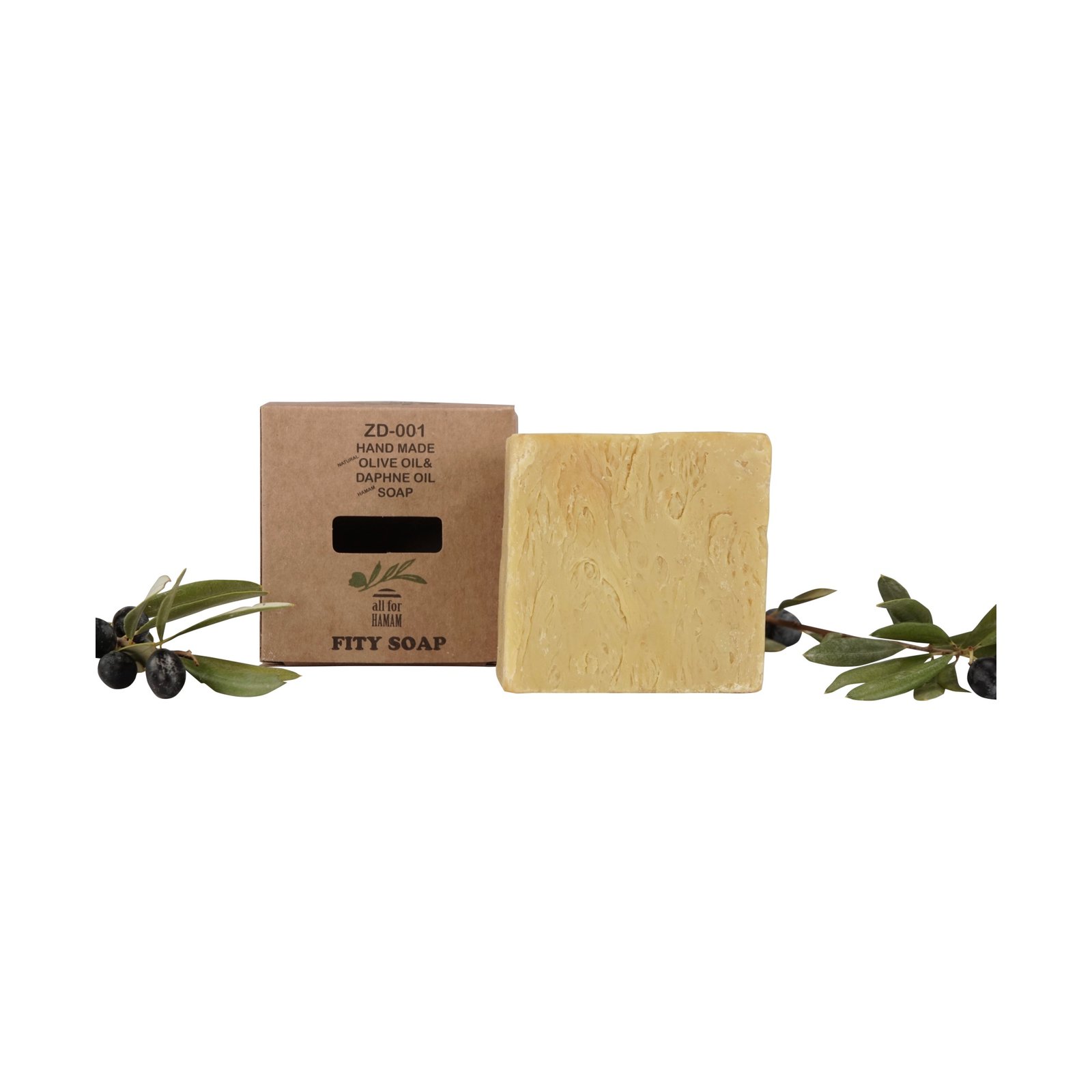 Natural Handmade Olive & Laurel Oil Soap ZD001 – Composition with Olive Branch